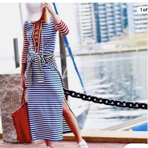 J. Crew Nautical Red White and Blue Maxi Dress